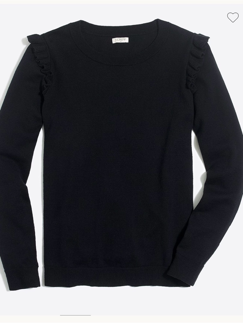 J. Crew Black Ruffle-Shoulder Crewneck Sweater